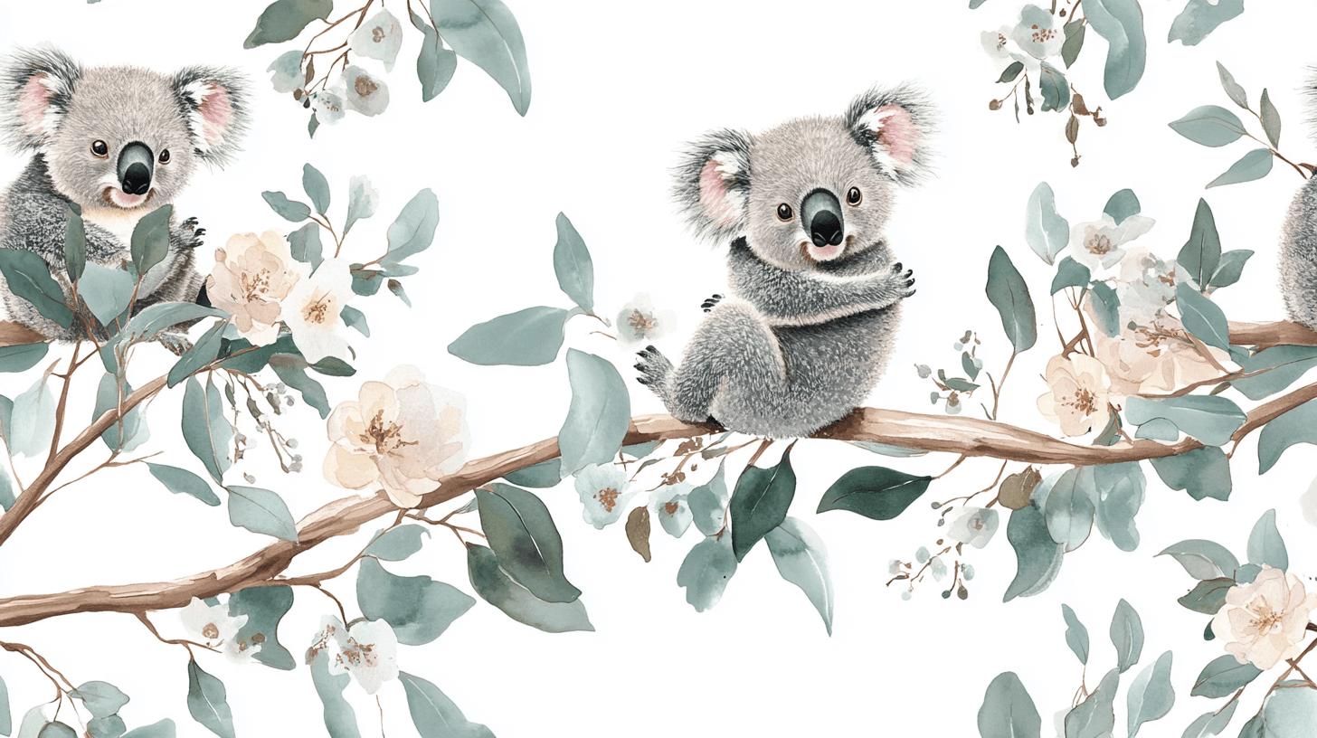 Papier Peint Koala Dans Un Univers Tout Doux