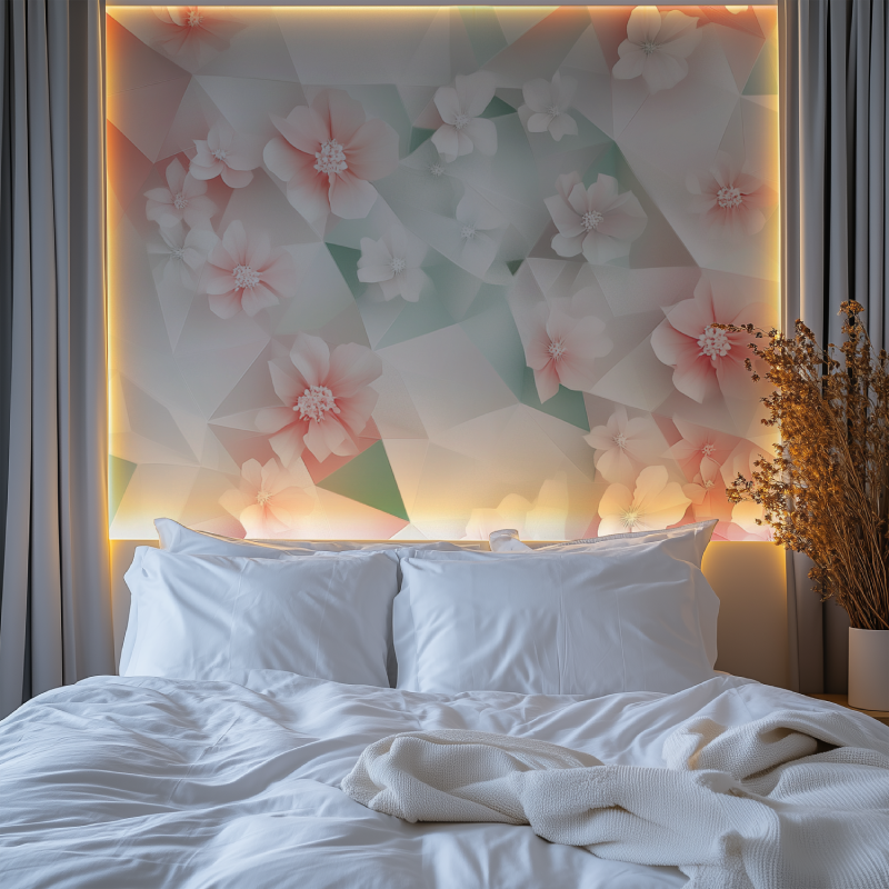Papier peint fleur geometrique chambre premium