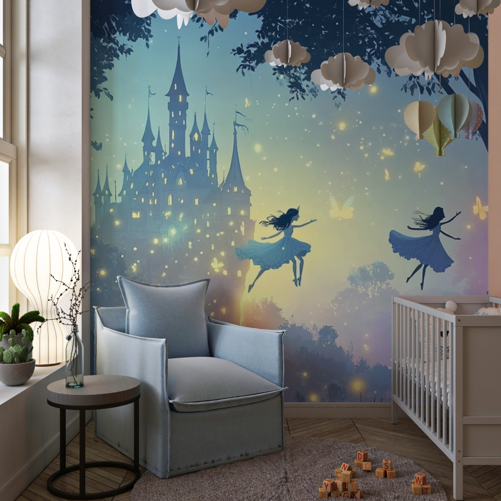 Papier peint princesse feerique chambre de fille