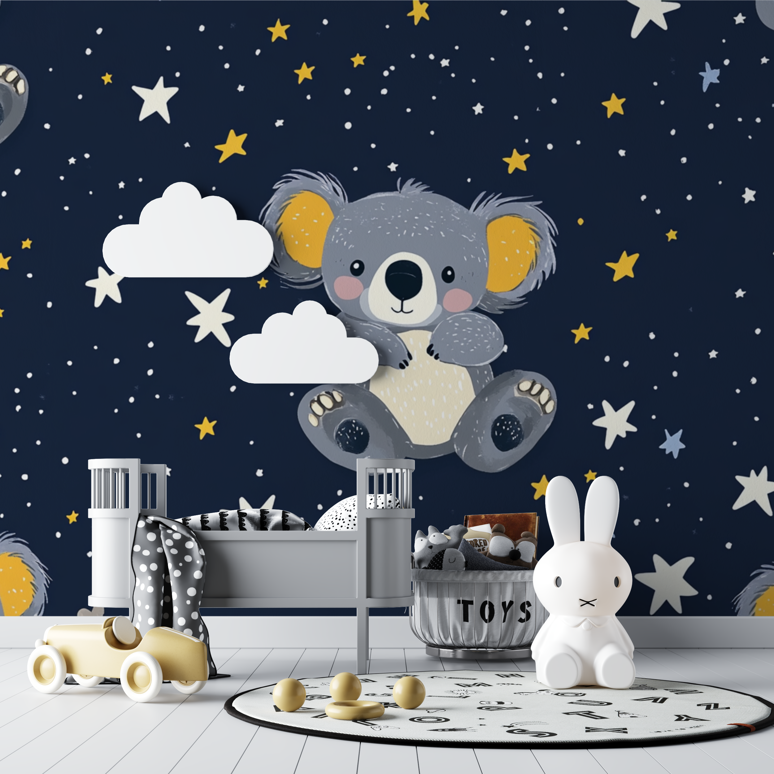 Papier peint koala parmi les etoiles bebe tipi