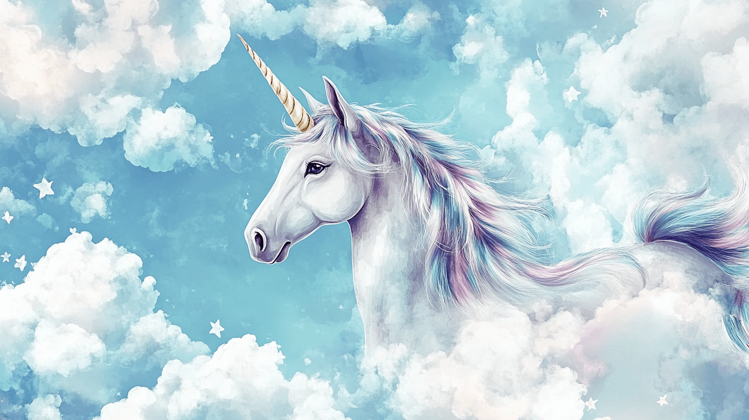 Papier Peint Licorne Ciel Bleu Amoureux