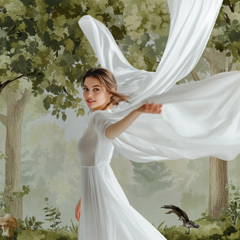 Papier peint arbre hibou champignon modele