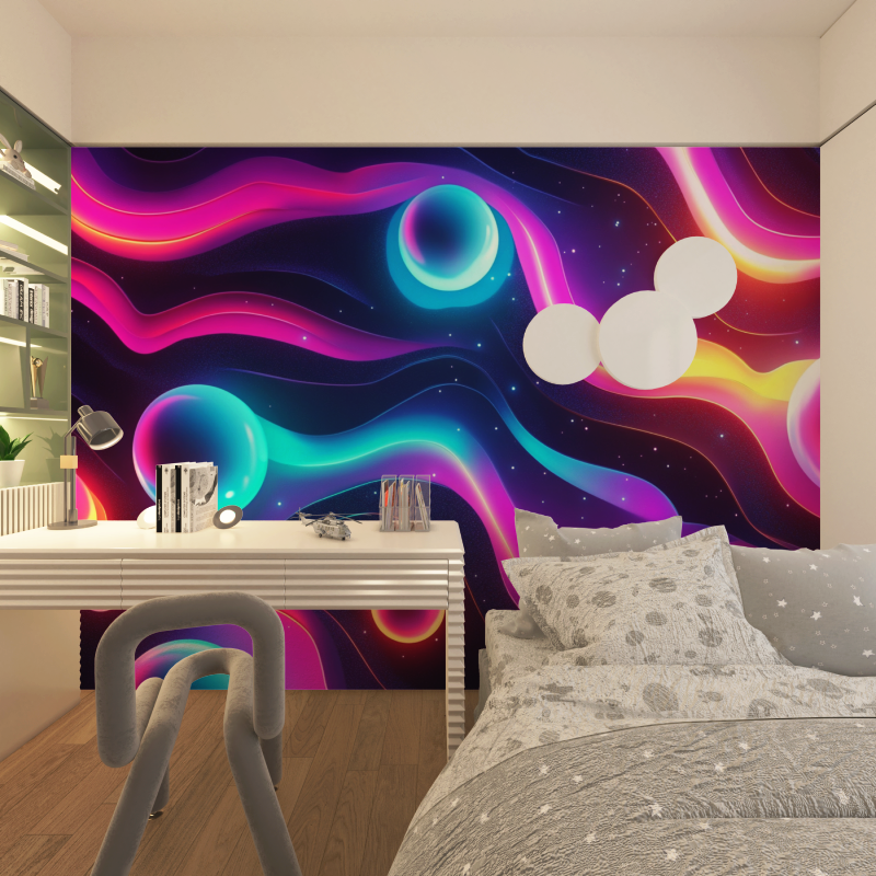 Papier peint electro neon chambre adolescents