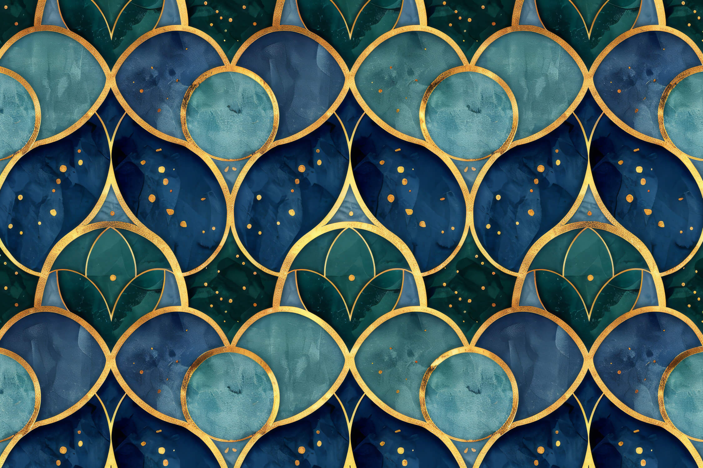 Papier Peint Bleu Vert Doré