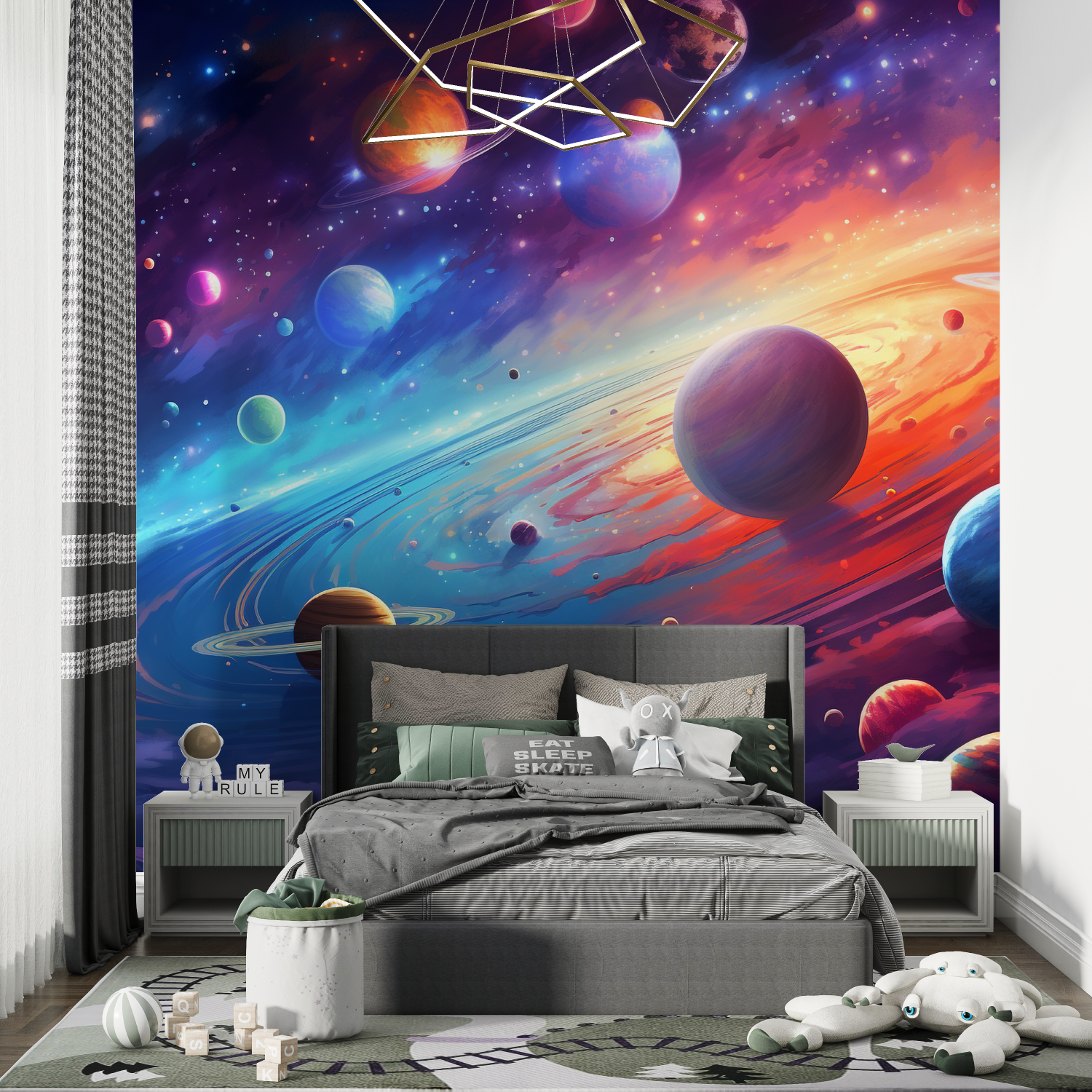 Papier peint espace planete chambre de garcon