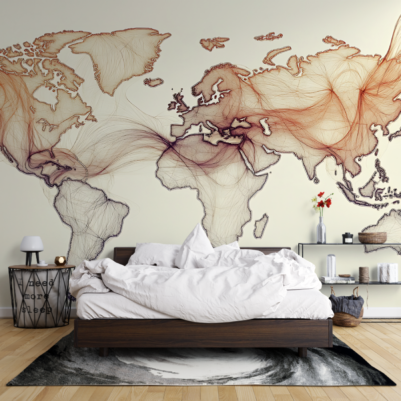 Papier peint carte du monde chambre leroy merlin mur