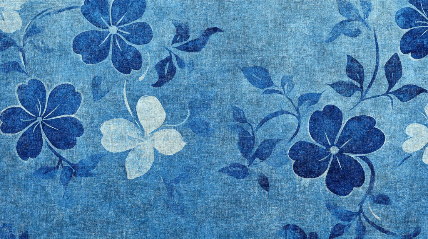 Papier Peint Vintage Fleurs Bleue