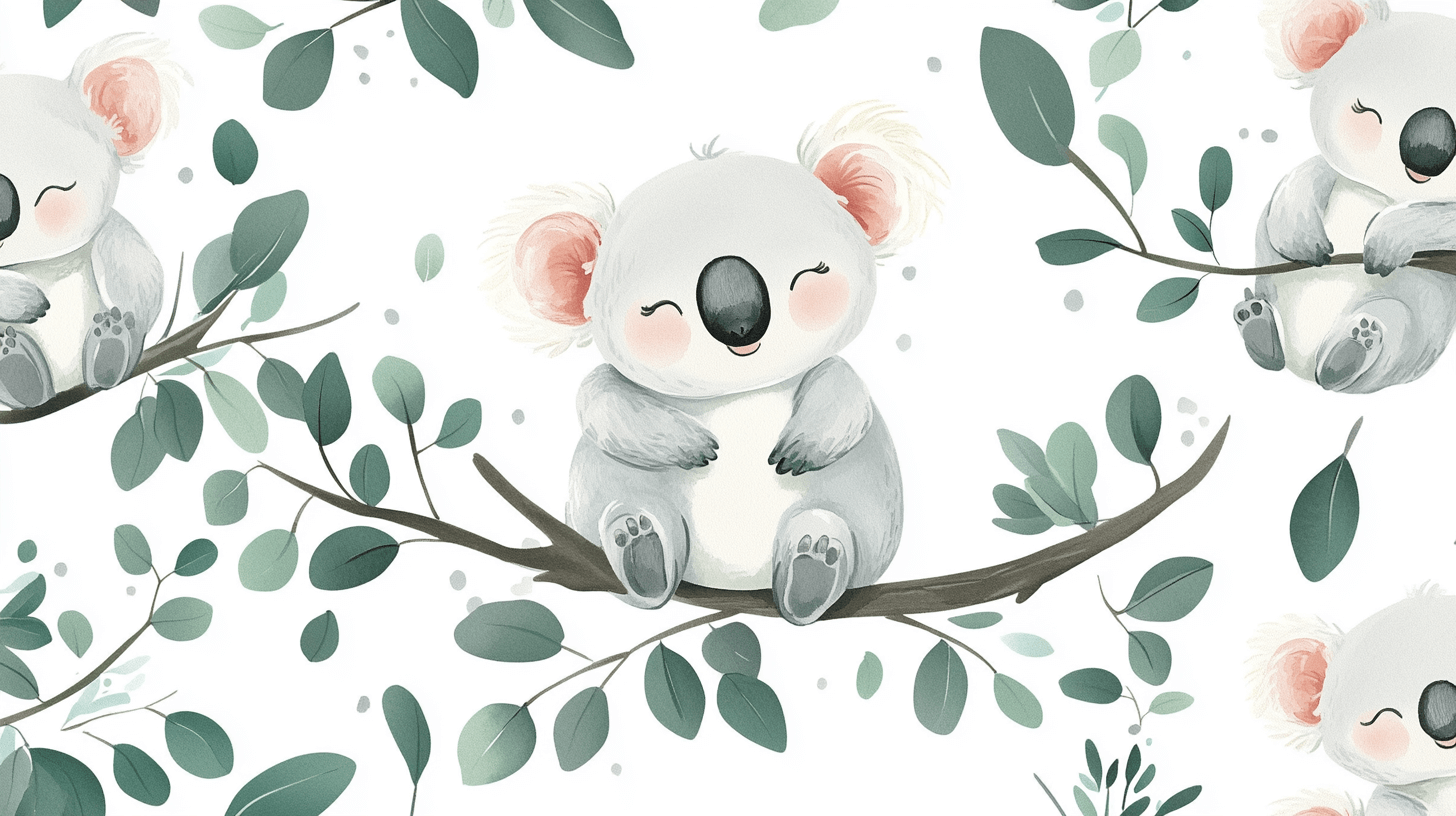 Papier Peint Koala Nouveau-Né Pastel