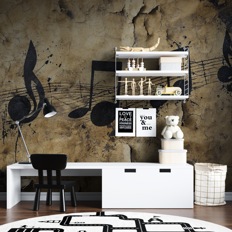 Papier peint partition de musique tapisserie chambre ados