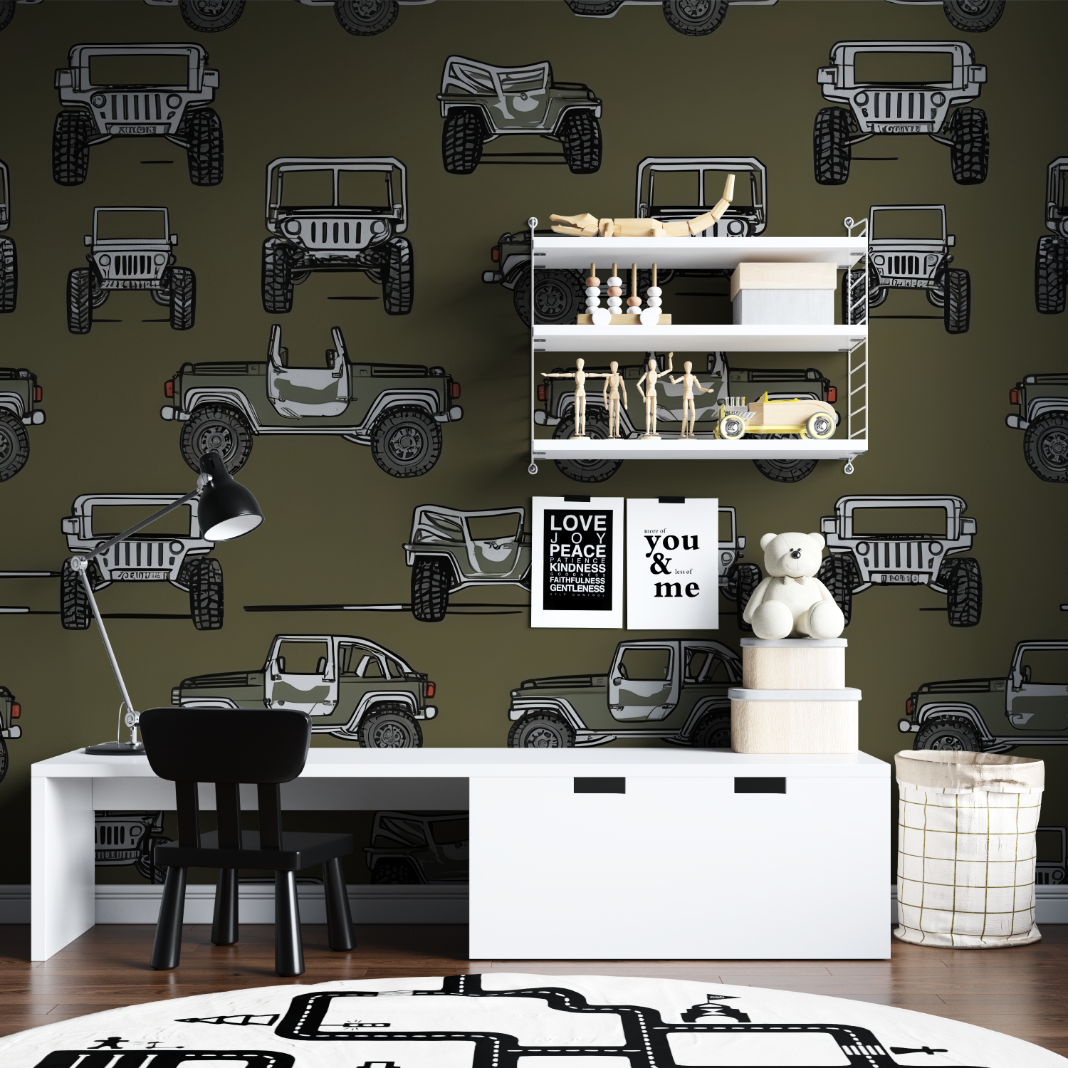 Papier peint motif voiture de rallye tapisserie garcon