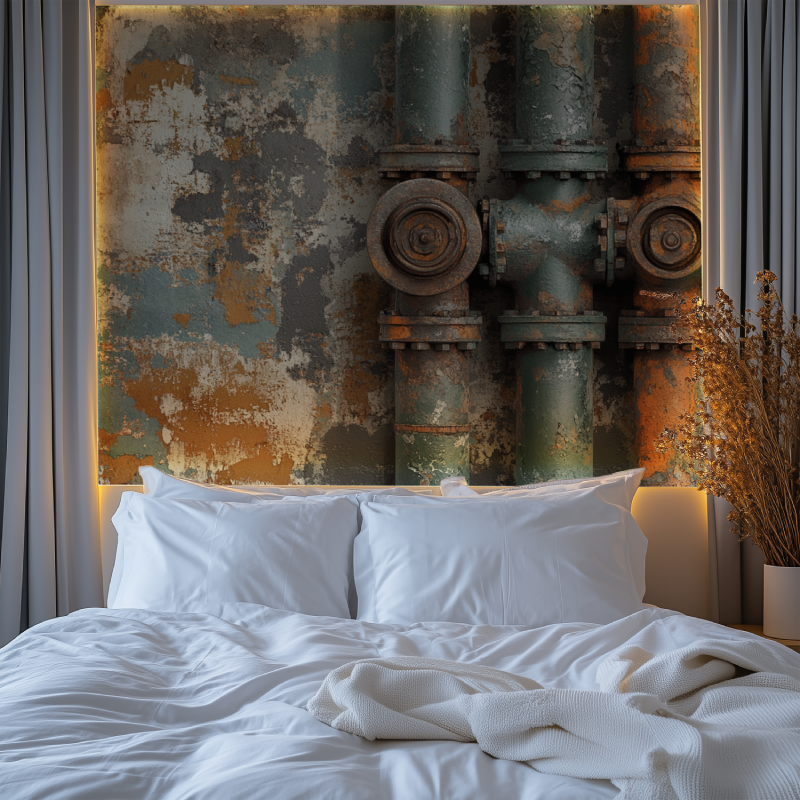 Papier peint vintage tuyaux chambre tendanc