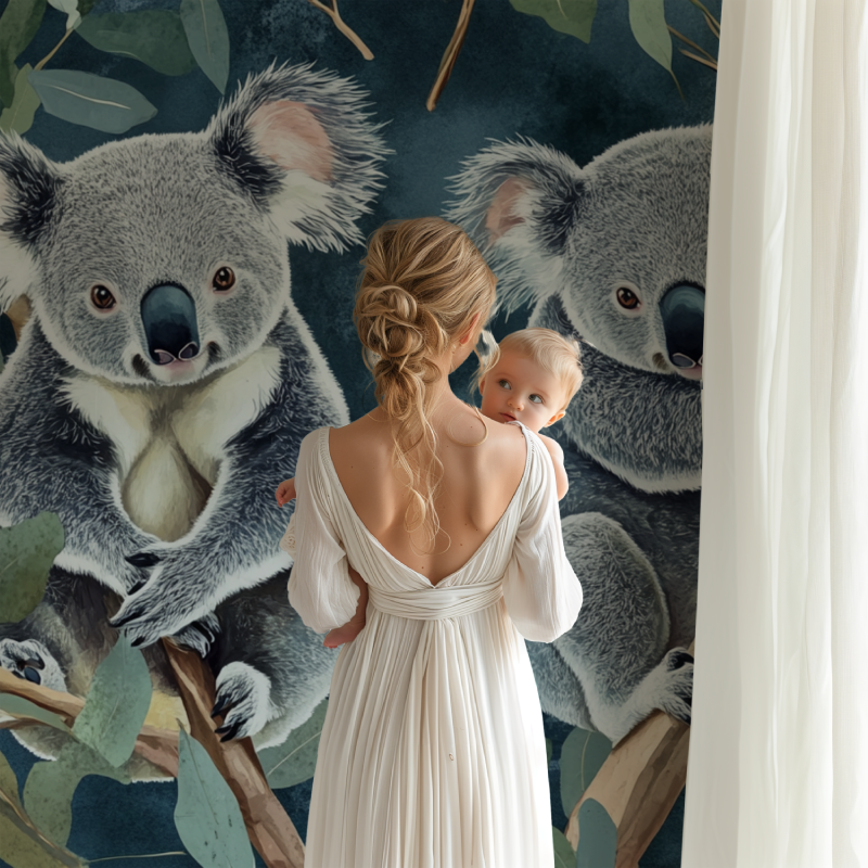 Papier peint koala perche en haut dun arbre bb123