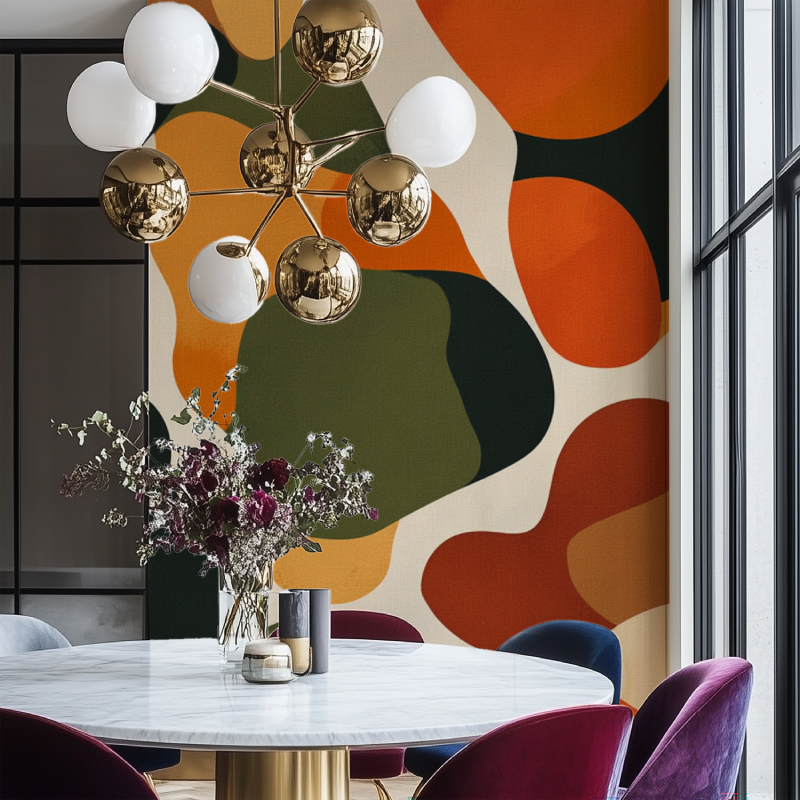 Papier peint vintage moche salon chaise