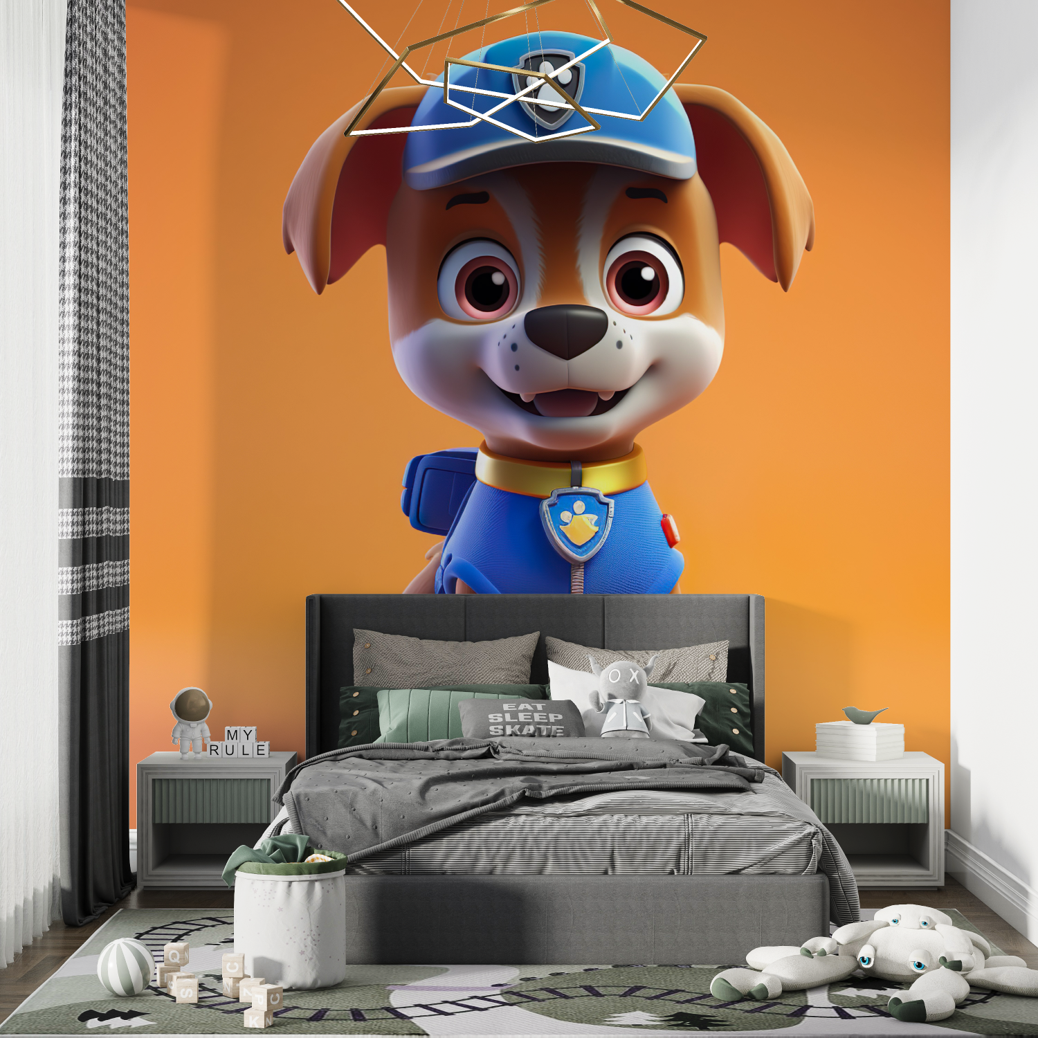 Papier peint pat patrouille orange chambre de garcon