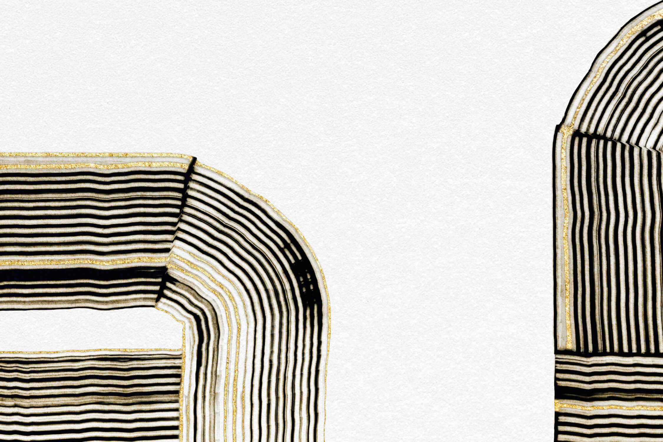 Papier Peint Aquarelle Lignes Dorées