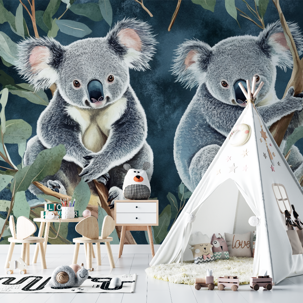 Papier peint koala perche en haut dun arbre chambre bebe