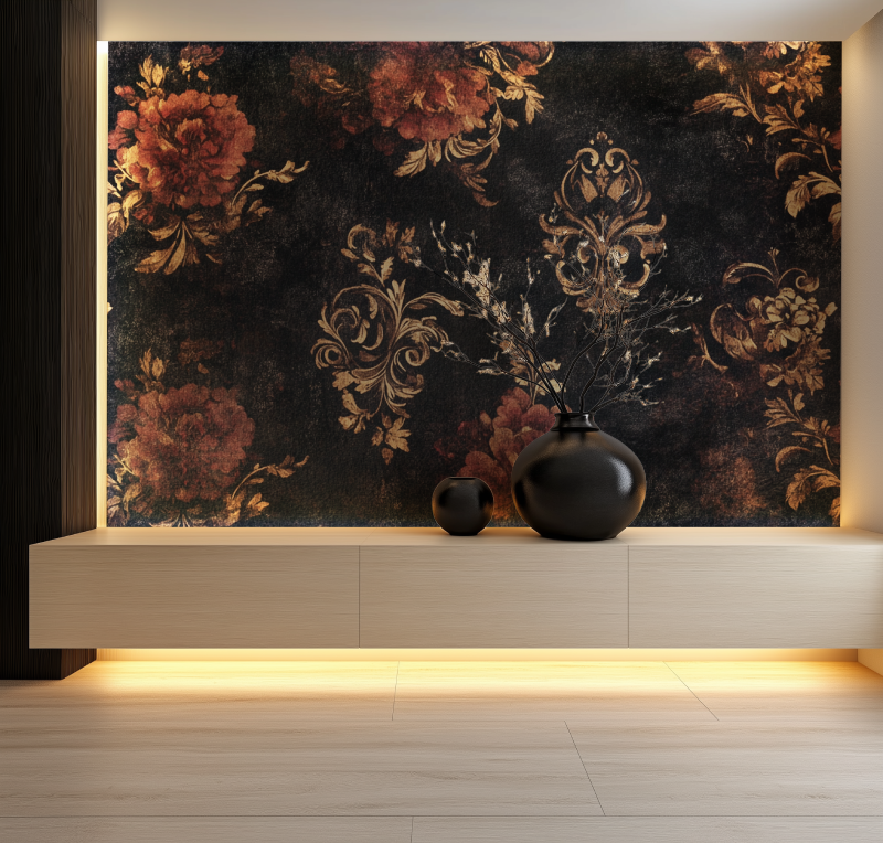 Papier peint vintage gothique salon neon