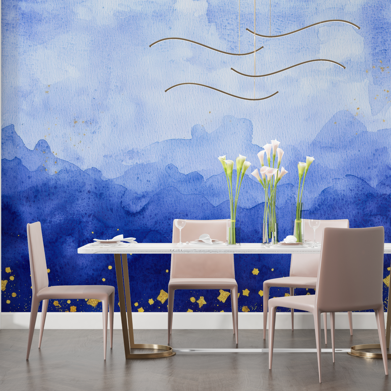 Papier peint aquarelle ciel enfant salon