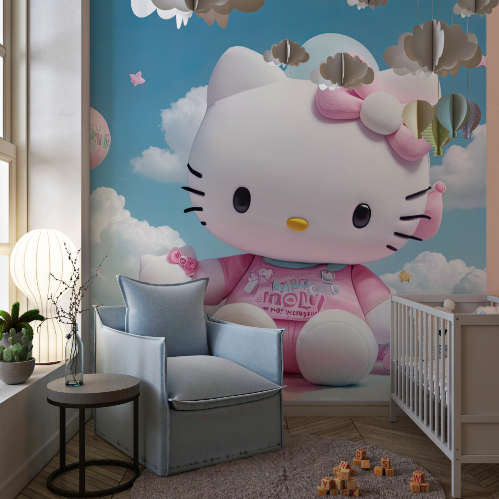 Papier peint hello kitty monde 3d chambre de fille