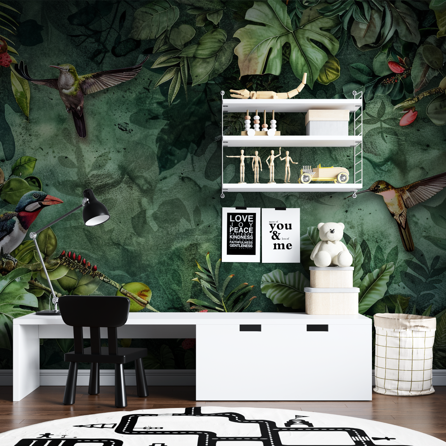 Papier peint ados jungle tropicale - chambre spiderman
