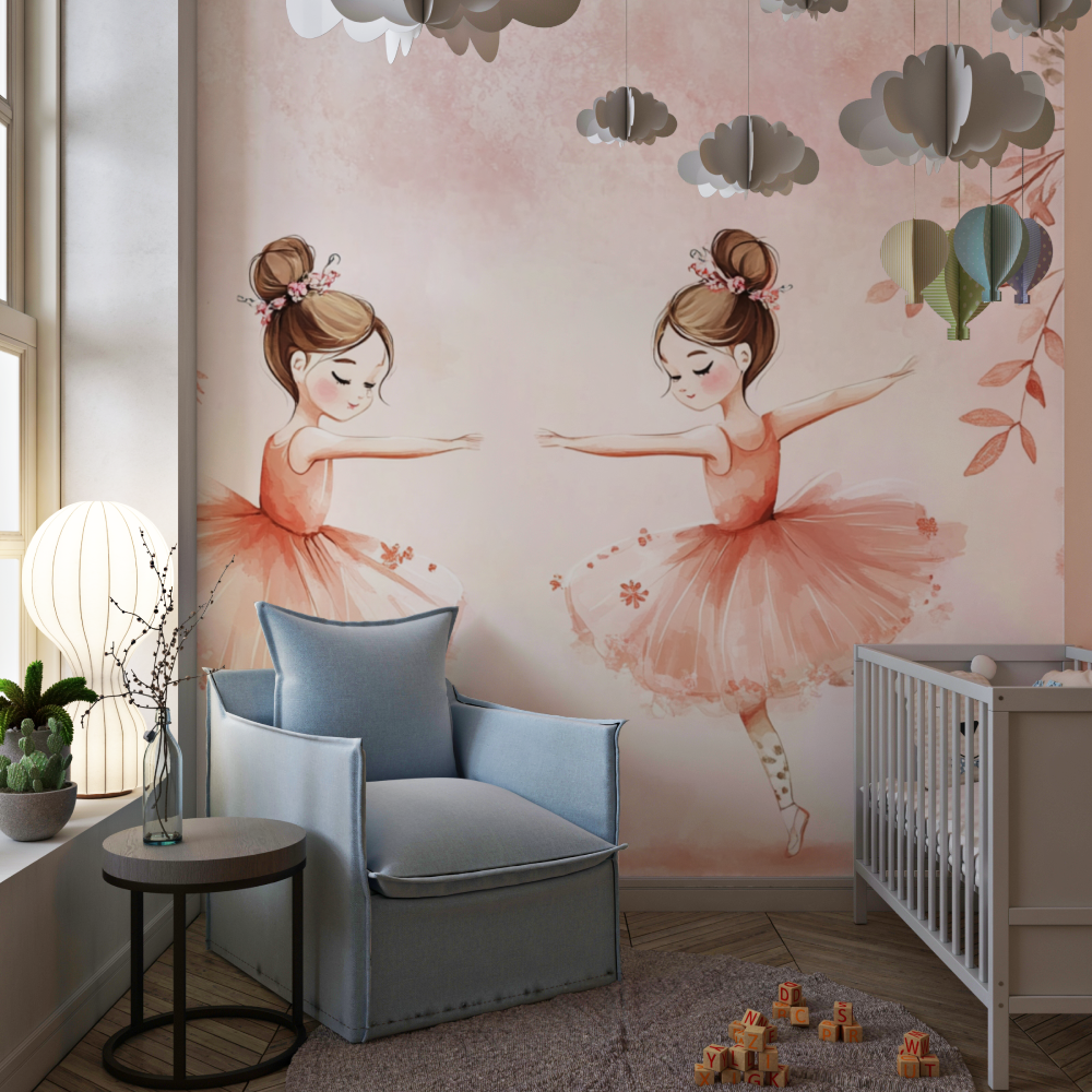 Papier peint princesse duo ballerine chambre de fille