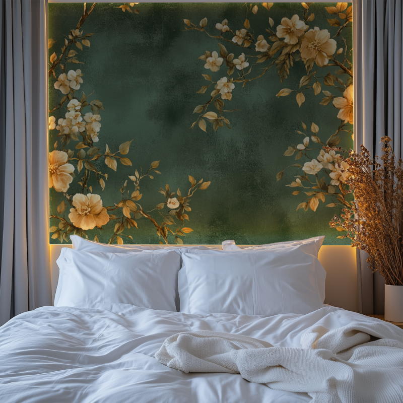 Papier peint vintage vert chambre premium