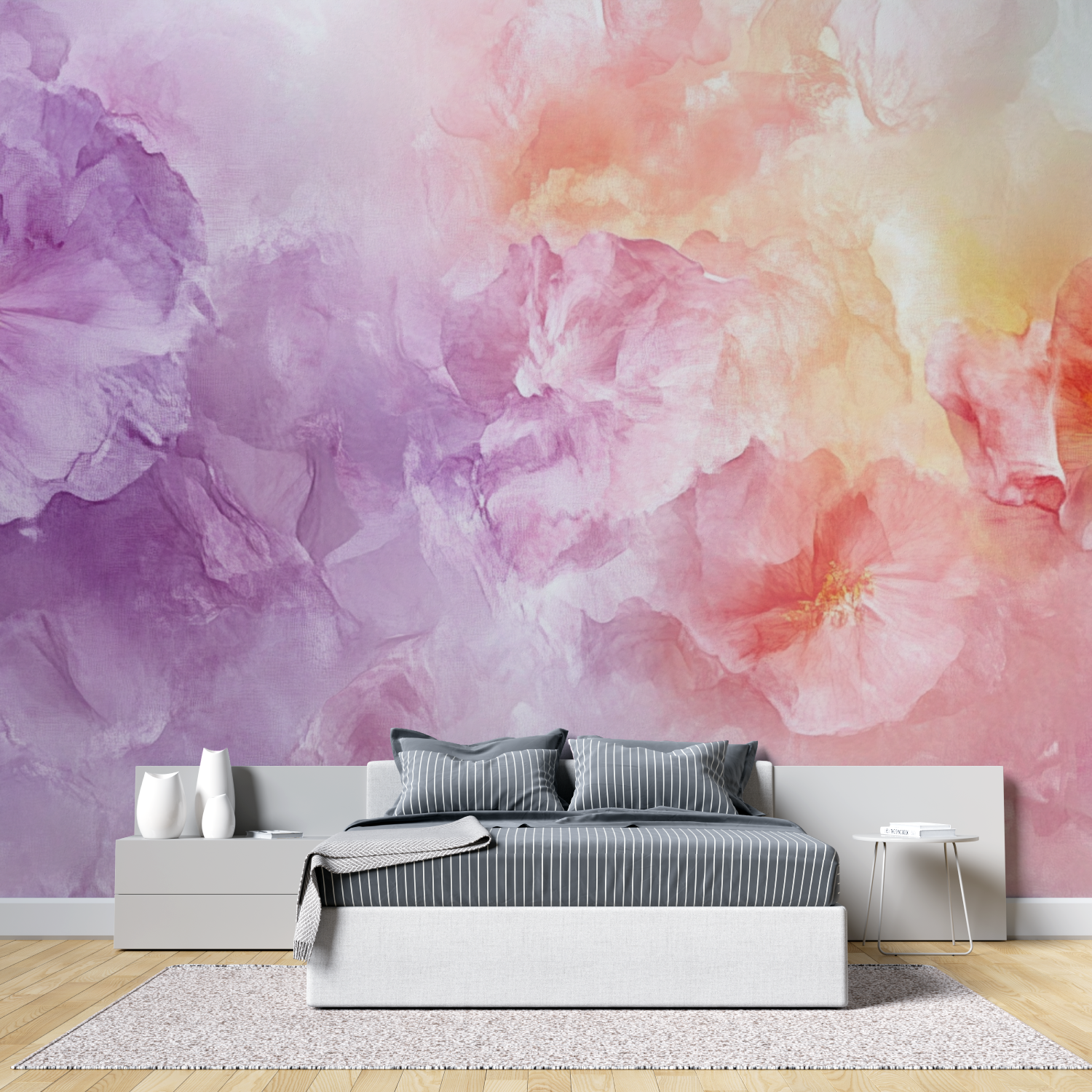 Papier peint fleur de la passion tete de lit