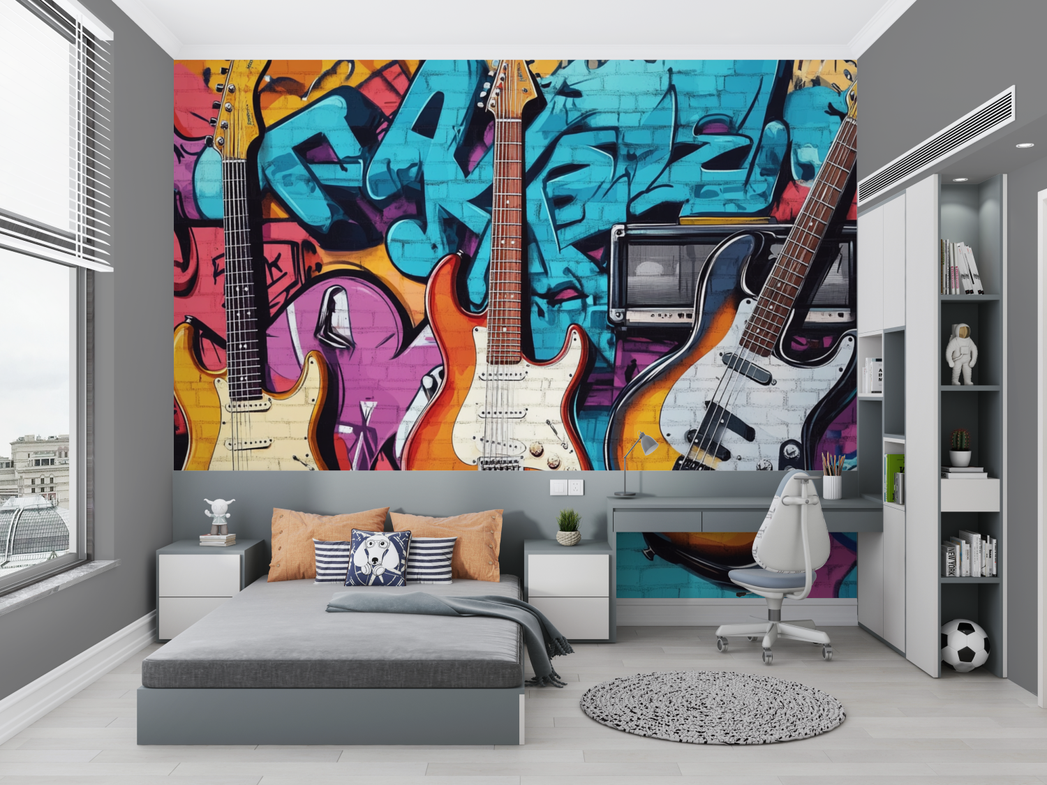 Papier peint theme musique chambre petit