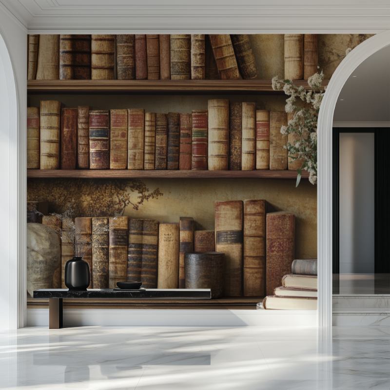 Papier peint vintage trompe oeil salon beau