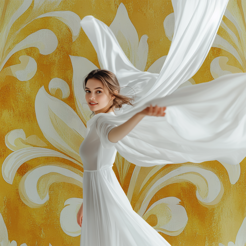 Papier peint vintage moutarde modele