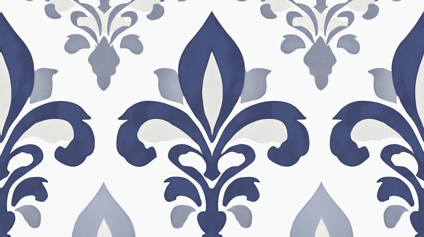 Papier Peint Fleur De Lys Bleu Gris