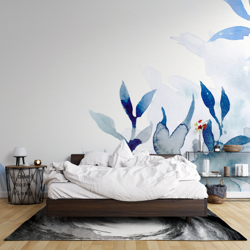 Papier peint aquarelle nature bleu leroy merlin mur