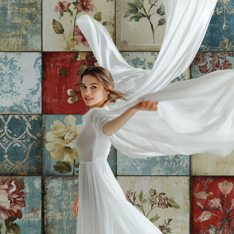 Papier peint vintage patchwork modele