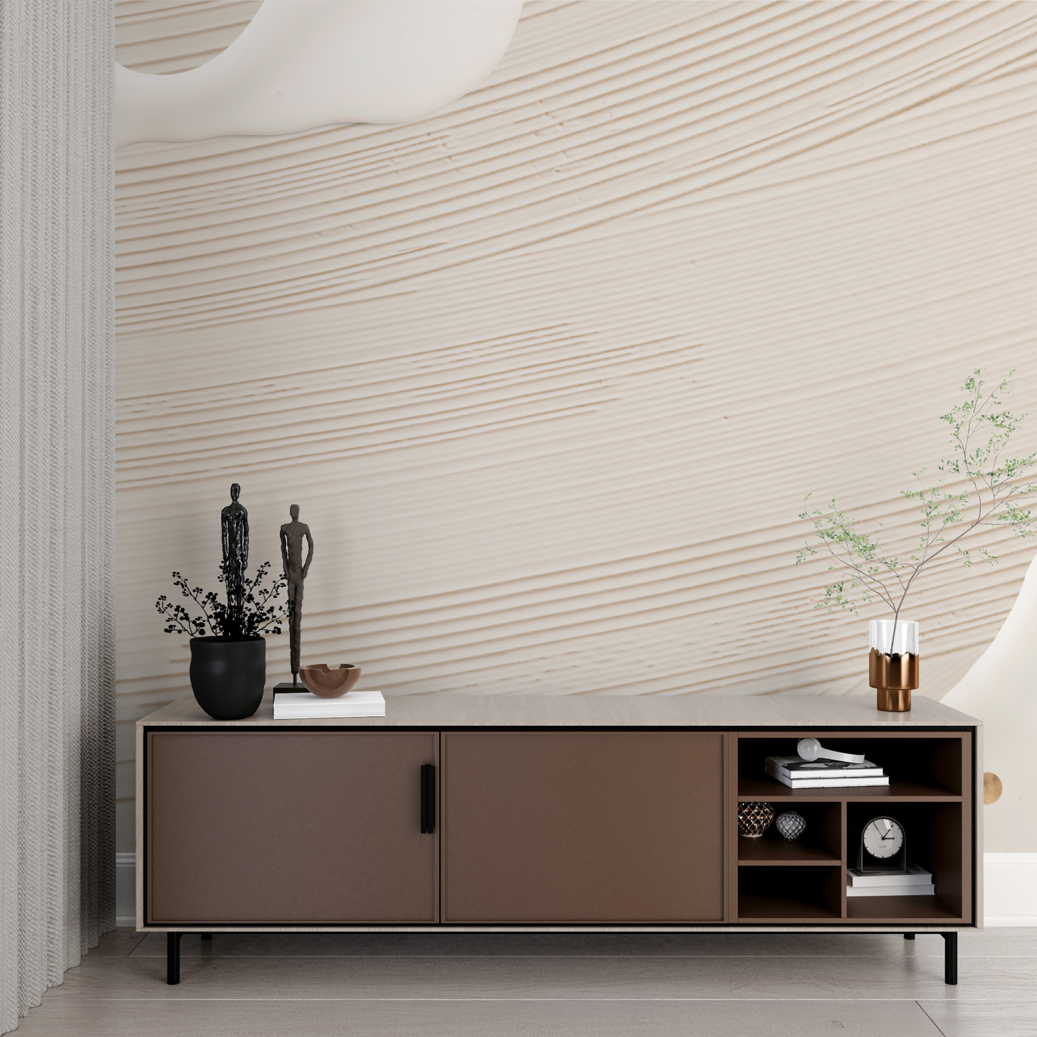 Papier peint salon type cocooning imprime