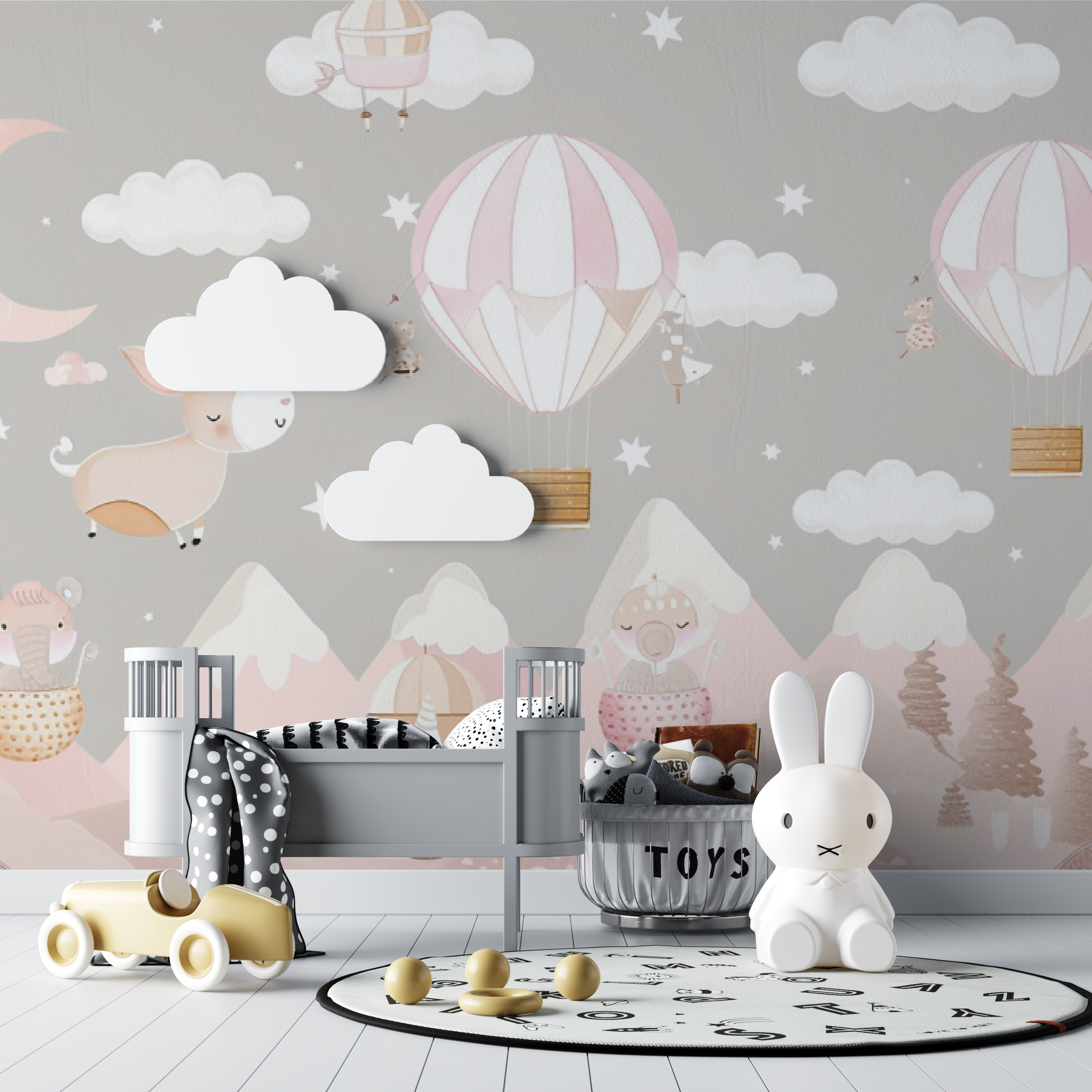 Papier peint montagnes roses bébé - chambre de bebe