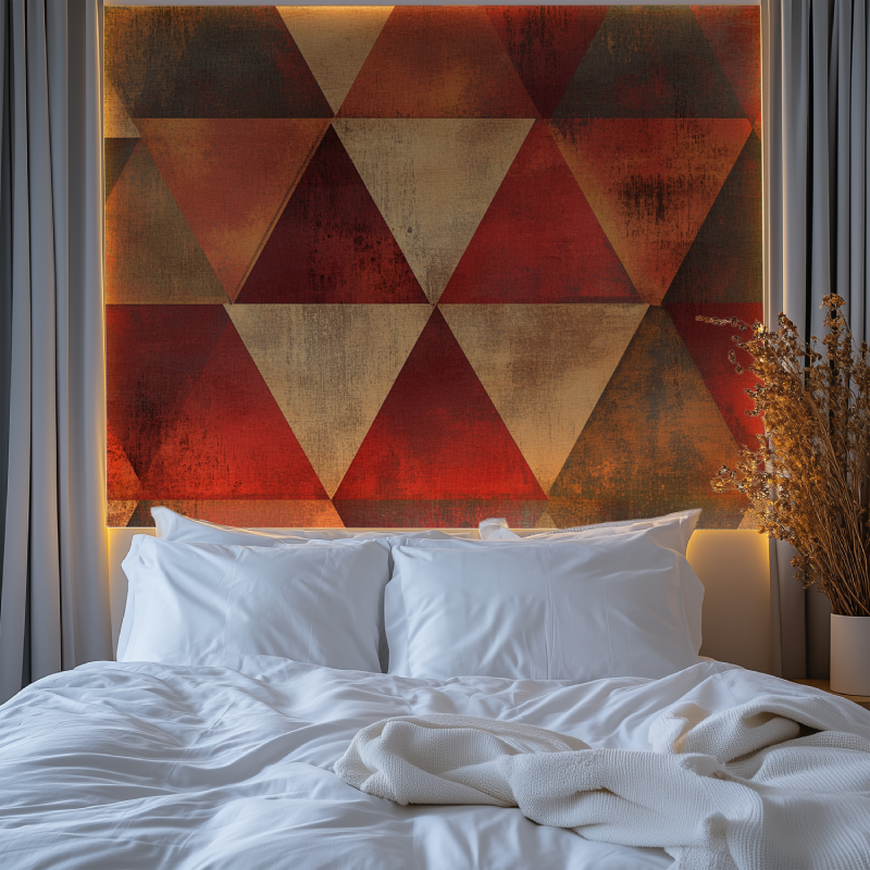 Papier peint vintage triangle rouge chambre premium