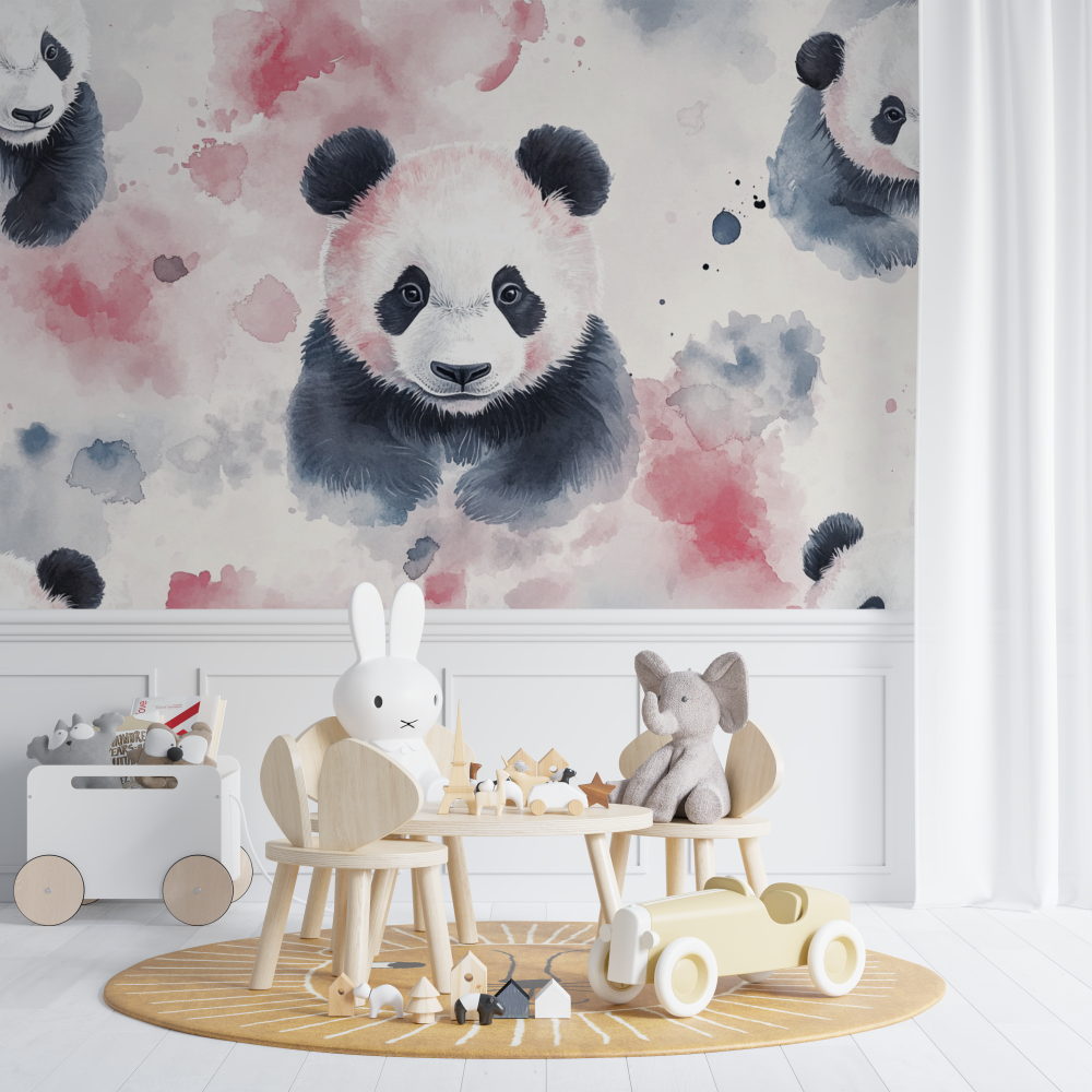 Papier peint panda scandinave chambre de bebe