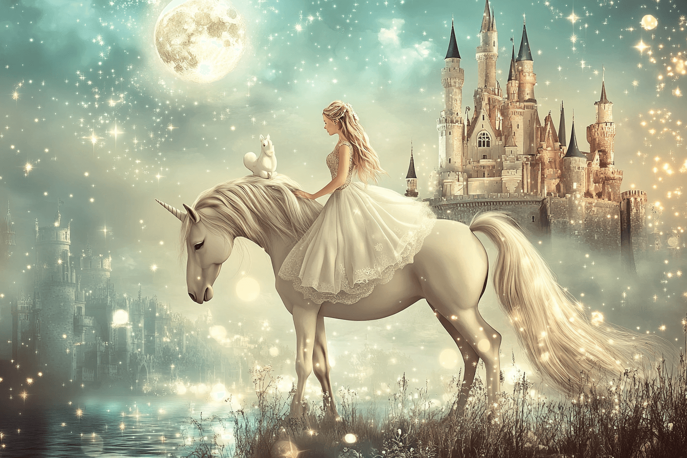 Papier Peint Princesse Château Licorne