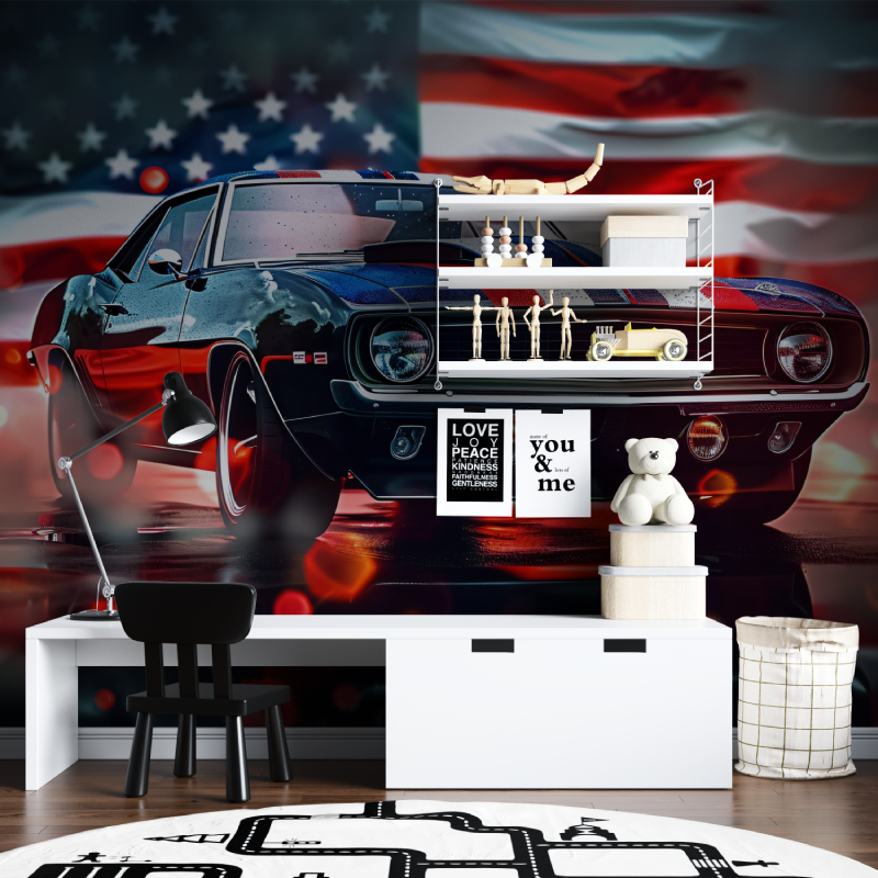 Papier peint voiture americaine tapisserie chambre ados