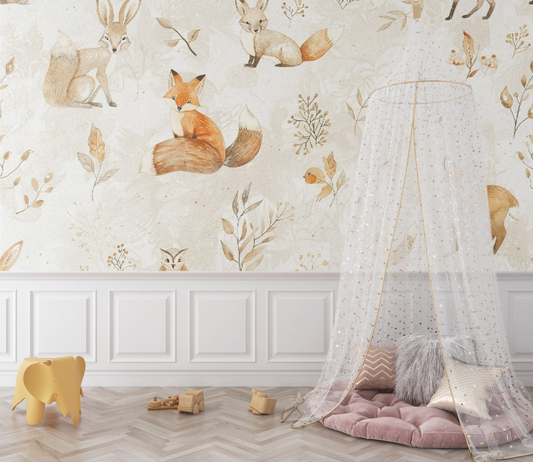 Papier peint Renard et amis bébé - bebe