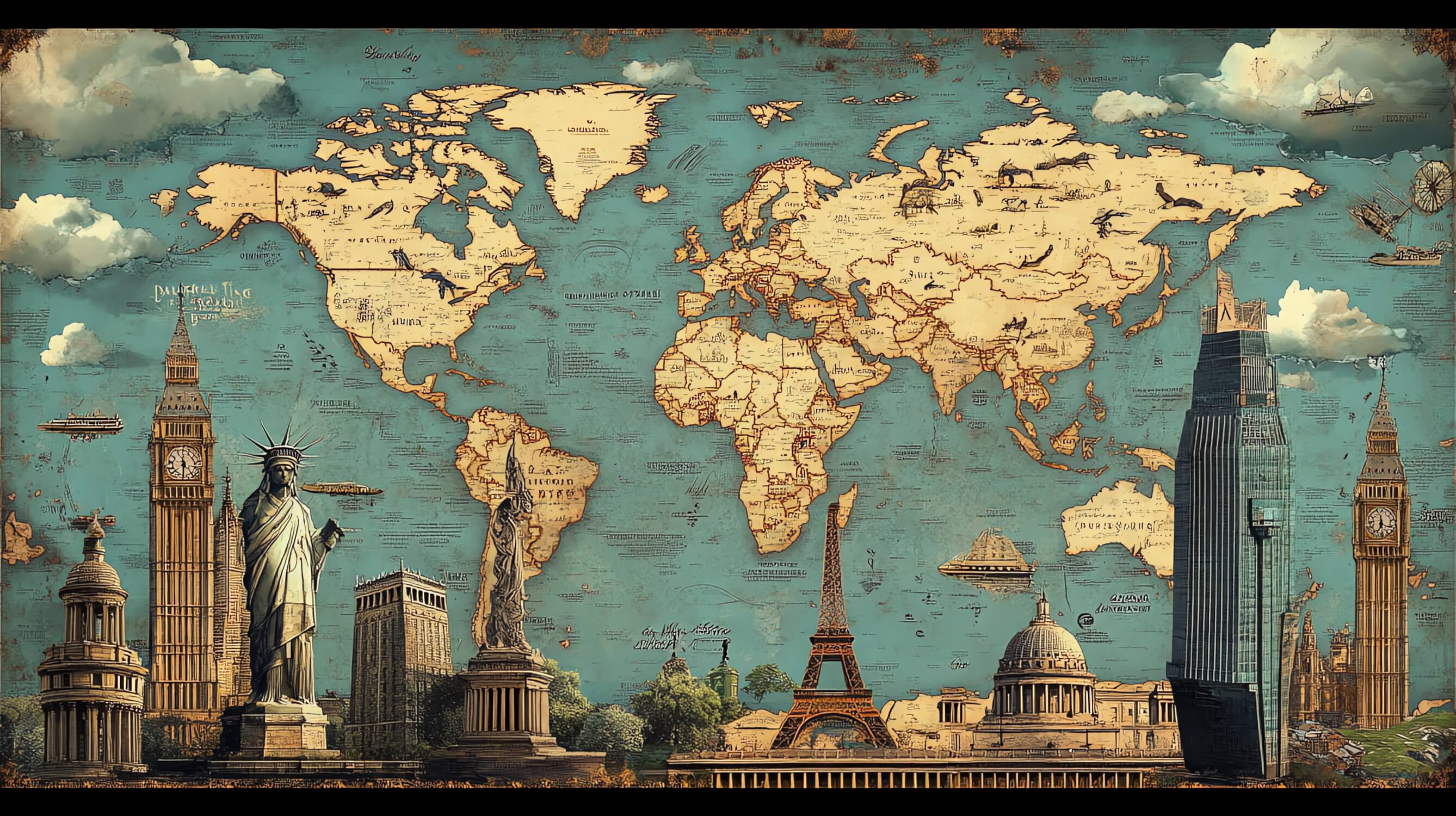 Papier Peint Carte Du Monde Vintage