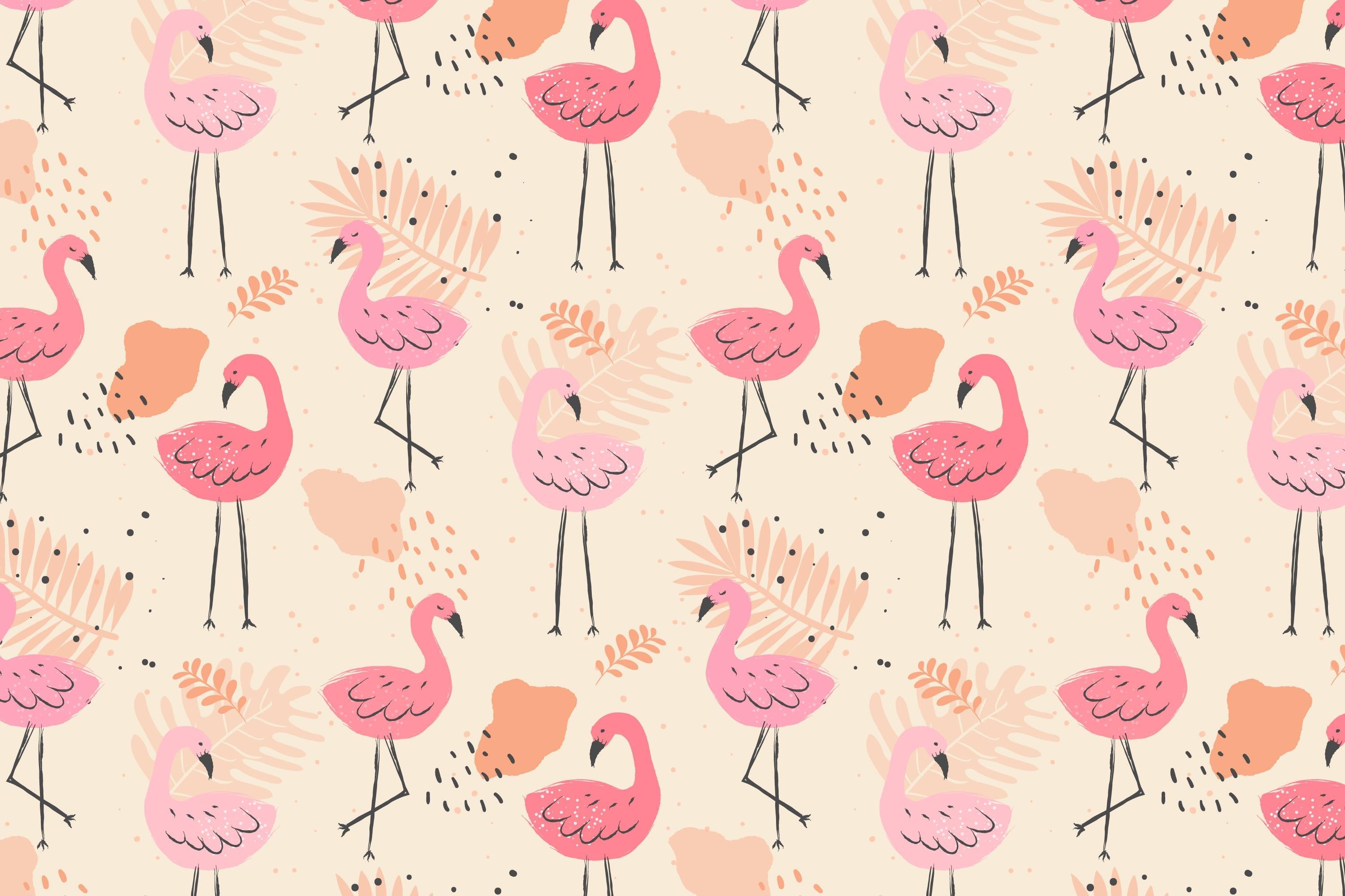 Papier peint bébé motif Flamant rose