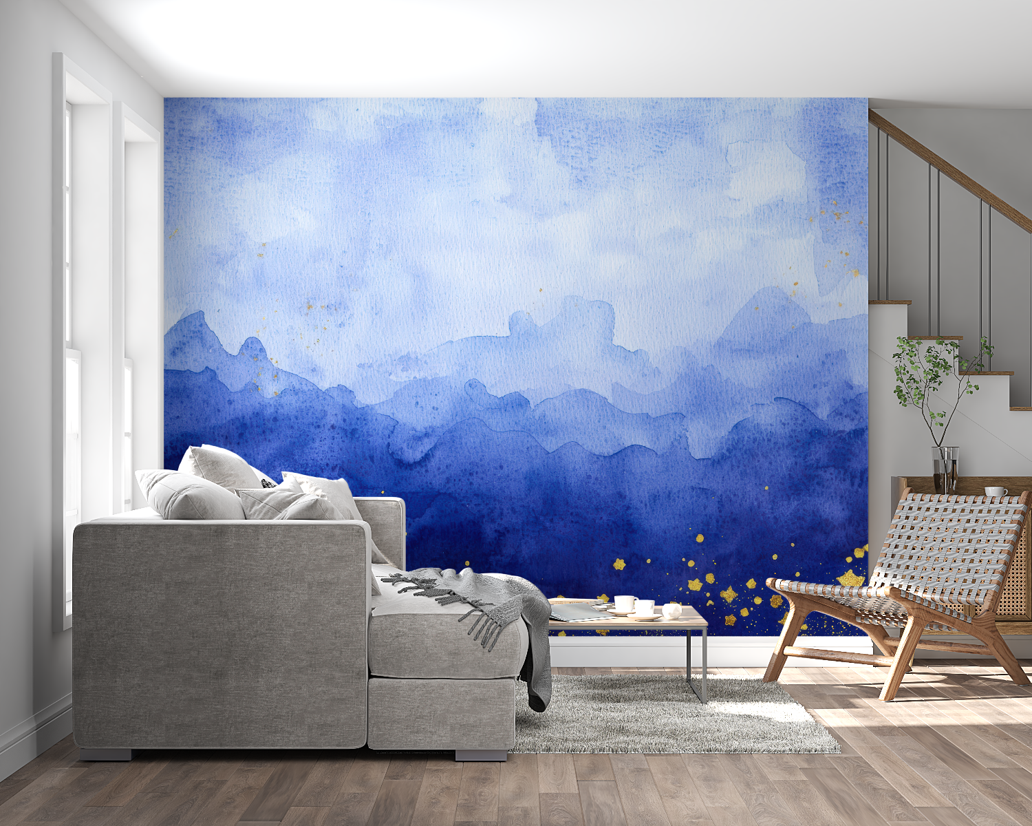 Papier peint aquarelle ciel enfant panoramique mural