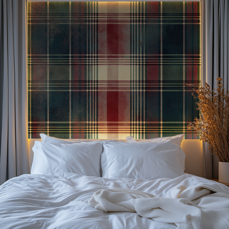 Papier peint vintage tartan chambre premium