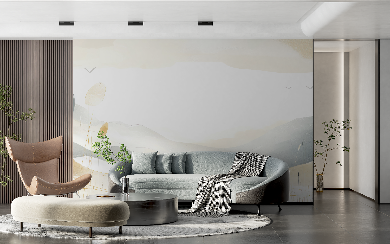 Papier peint aquarelle grand panoramique tendance 2024