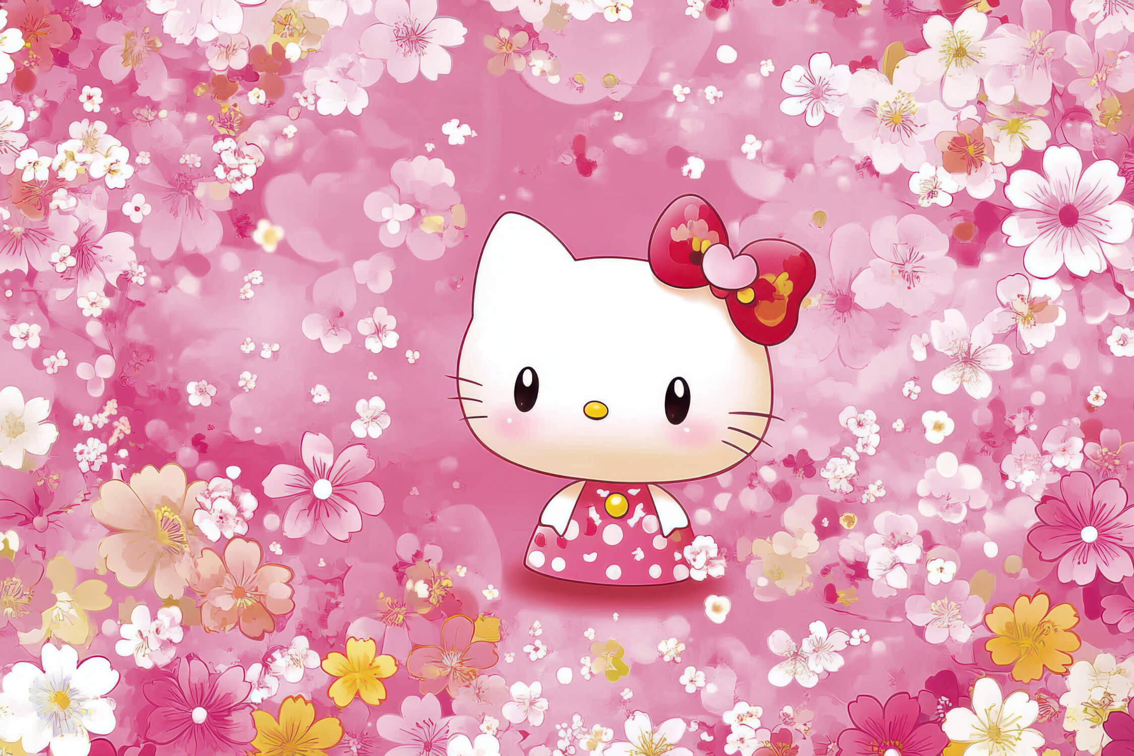 Papier Peint Hello Kitty Fleurs Rose