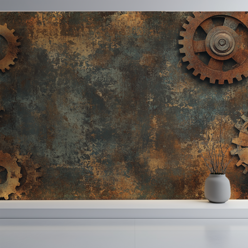 Papier peint vintage indus mur blanc