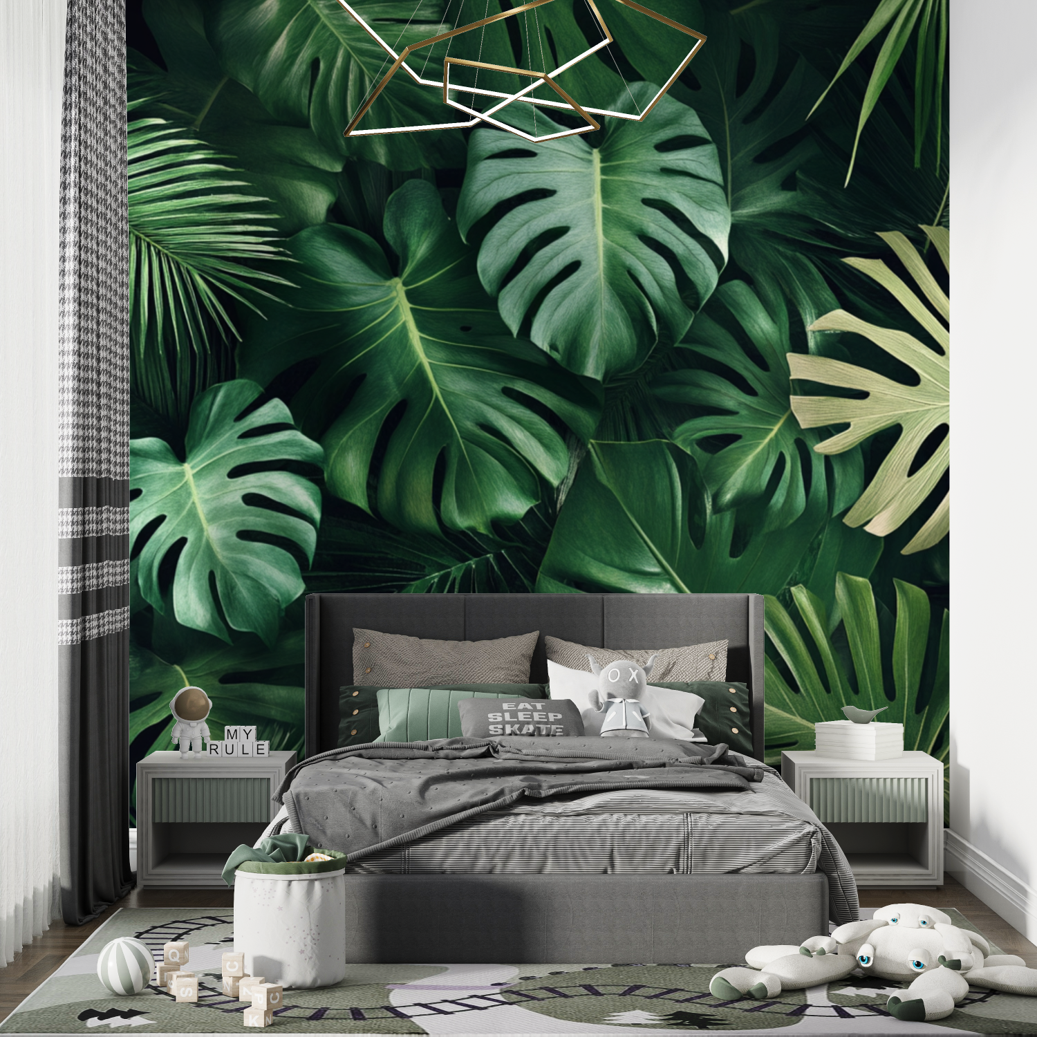 Papier peint plantes tropicales chambre de garcon
