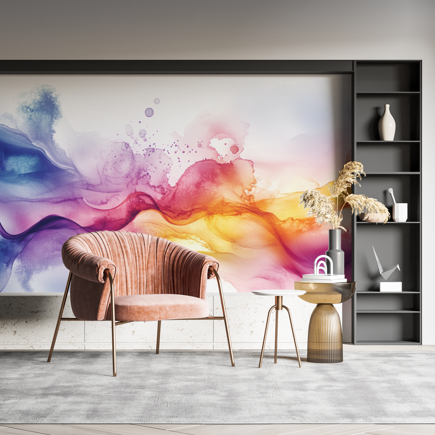 Papier peint aquarelle art flui... et abstraction pano mural