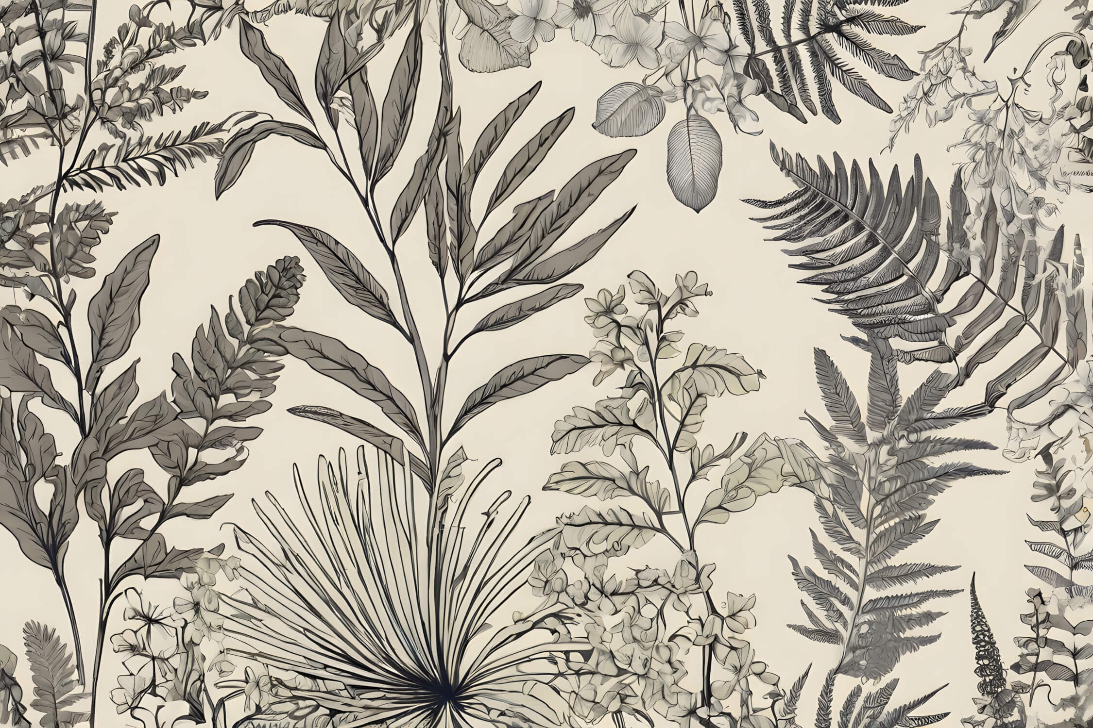Papier Peint Toile De Jouy Fleur Tropicale